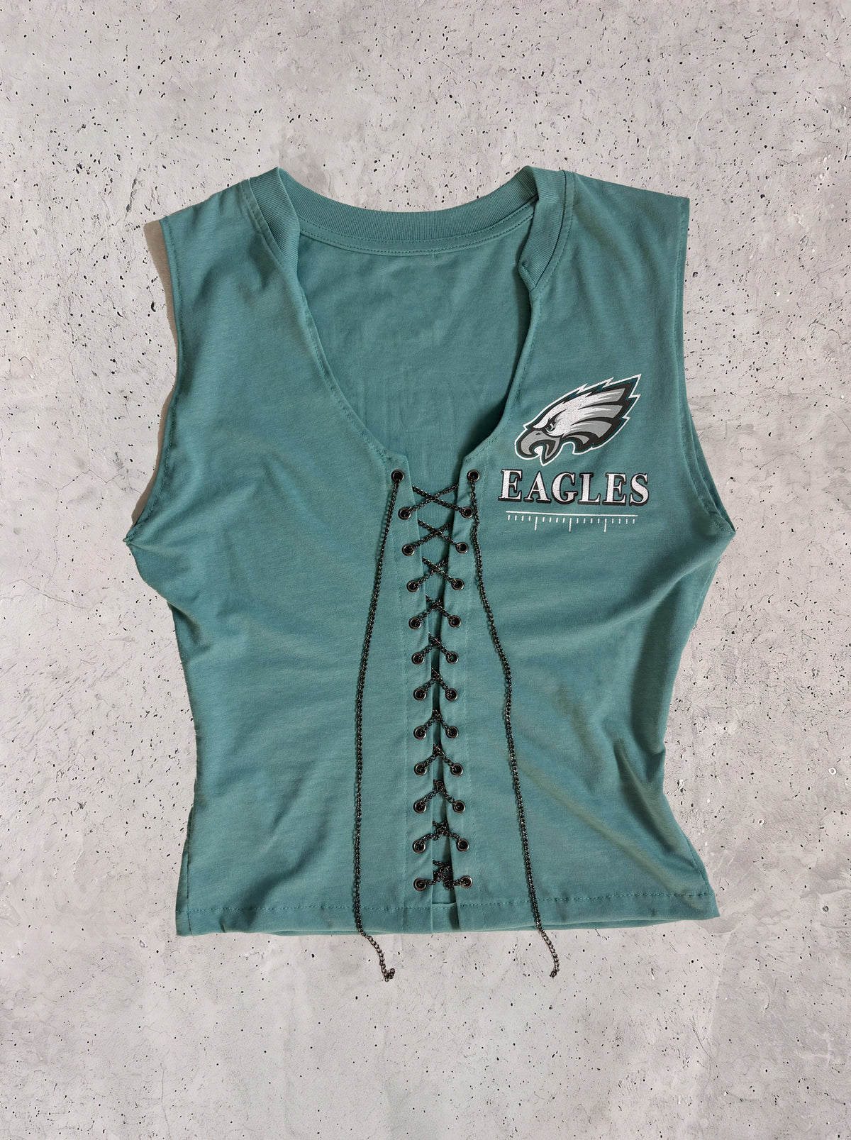 Eagles Lace-Up Tank Top | Teal (Size S)