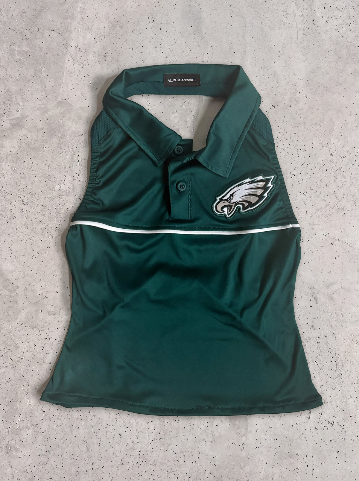Upcycled Polo Halter Top | Midnight Green (Size S)