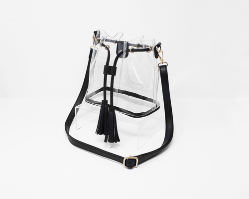 black clear stadium purse handbag bucket bag for gameday beis