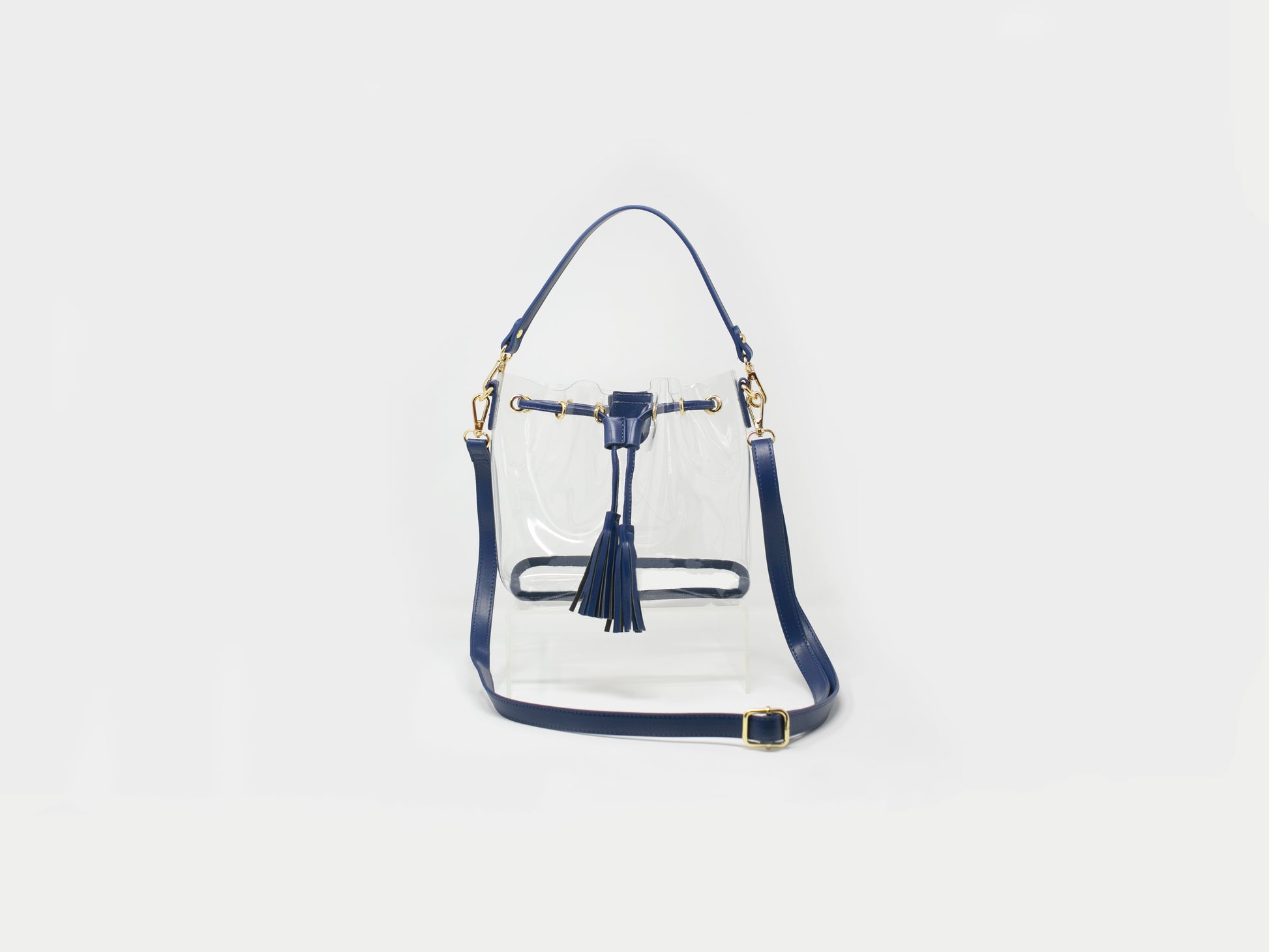 navy blue and gold clear stadium bag purse for game day