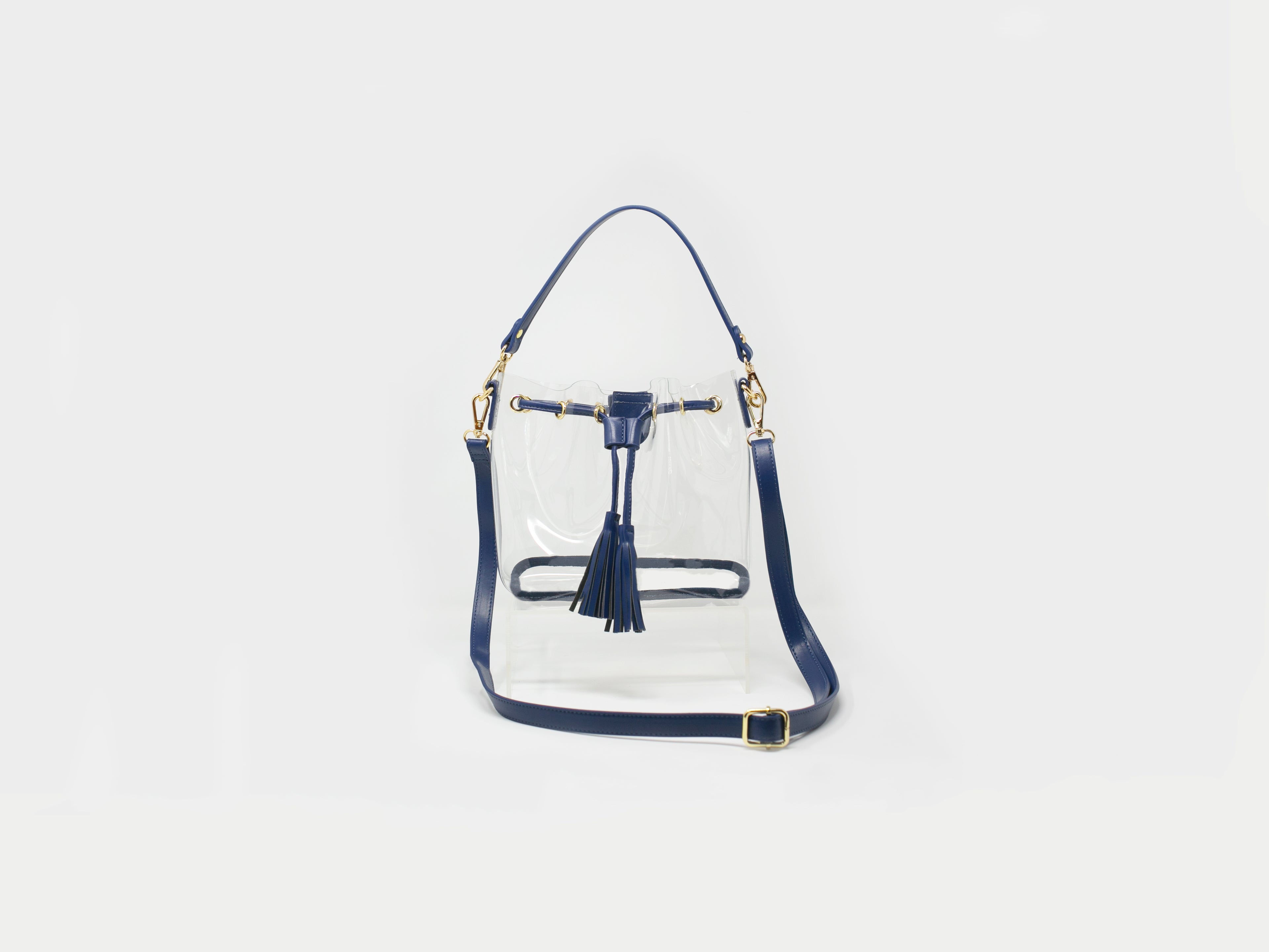 navy blue and gold clear stadium bag purse for game day