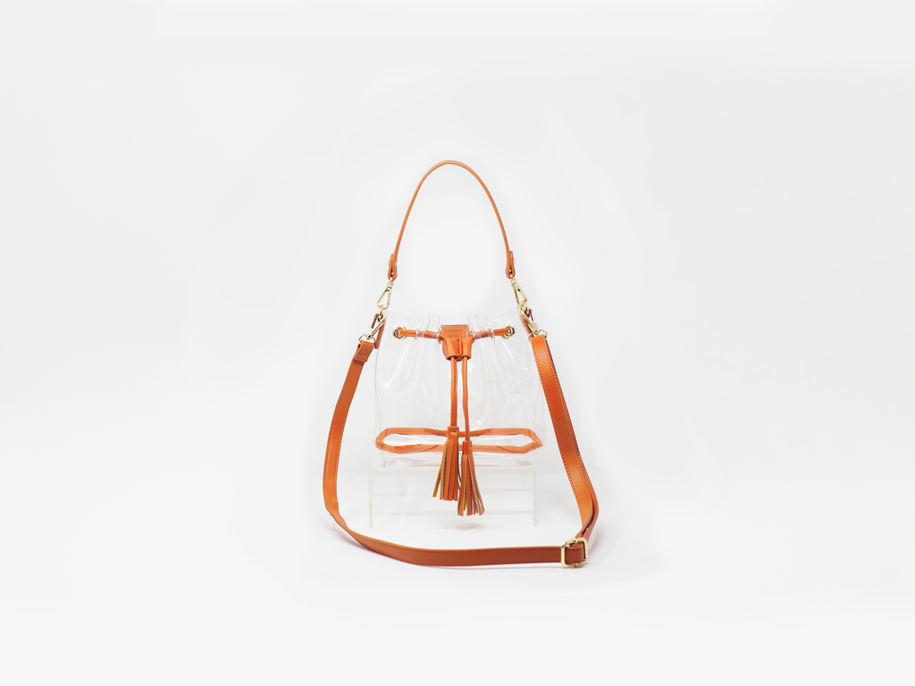 orange clear stadium compliant bag clear handbag purse 