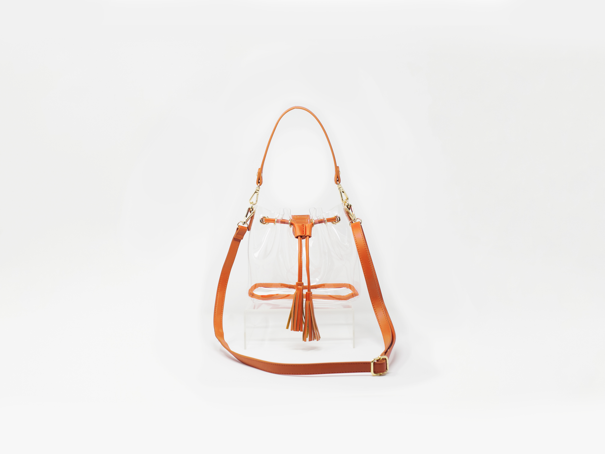 orange clear stadium compliant bag clear handbag purse 