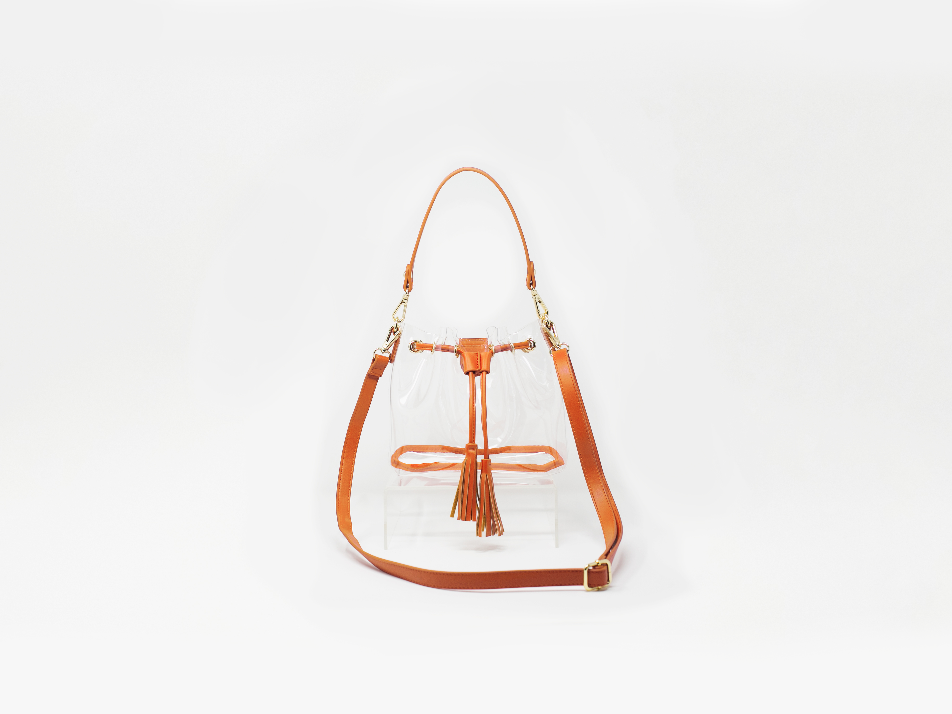 orange clear stadium compliant bag clear handbag purse 
