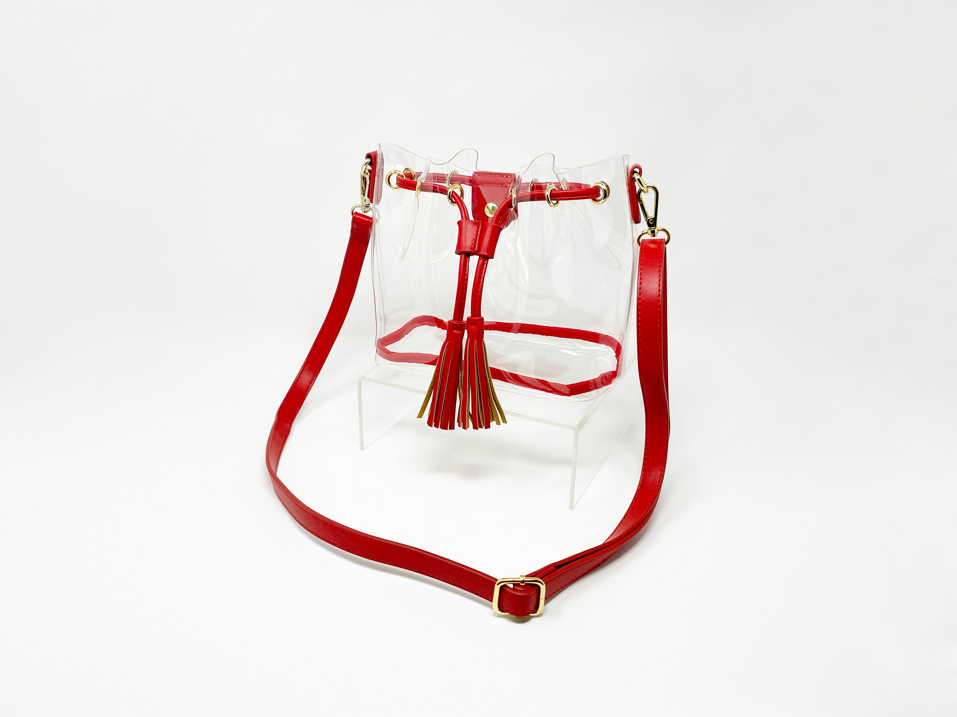 red and gold clear handbag for gameday concerts festivals georgia bulldogs stadium approved